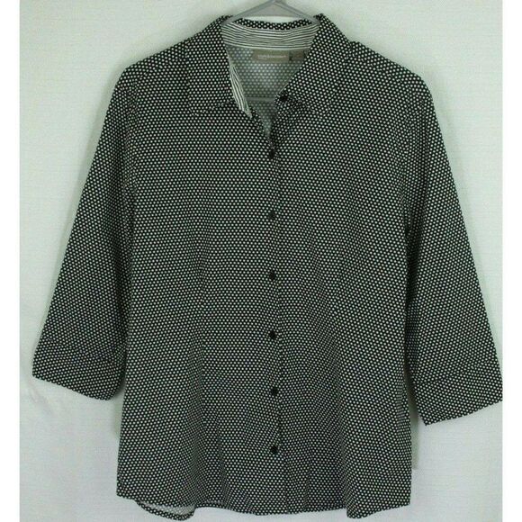 Croft & Barrow Black White Top Large Stretch - Picture 1 of 5